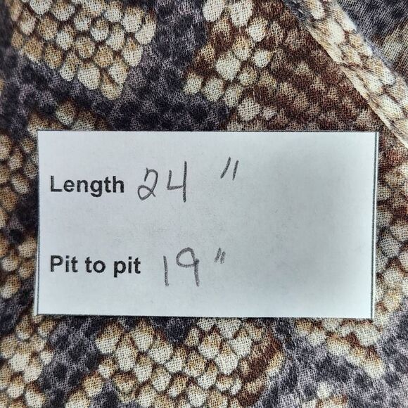 Lucky Brand Gray and Brown Snakeskin Print Top with Drawstring Hem Size Medium - Picture 9 of 9